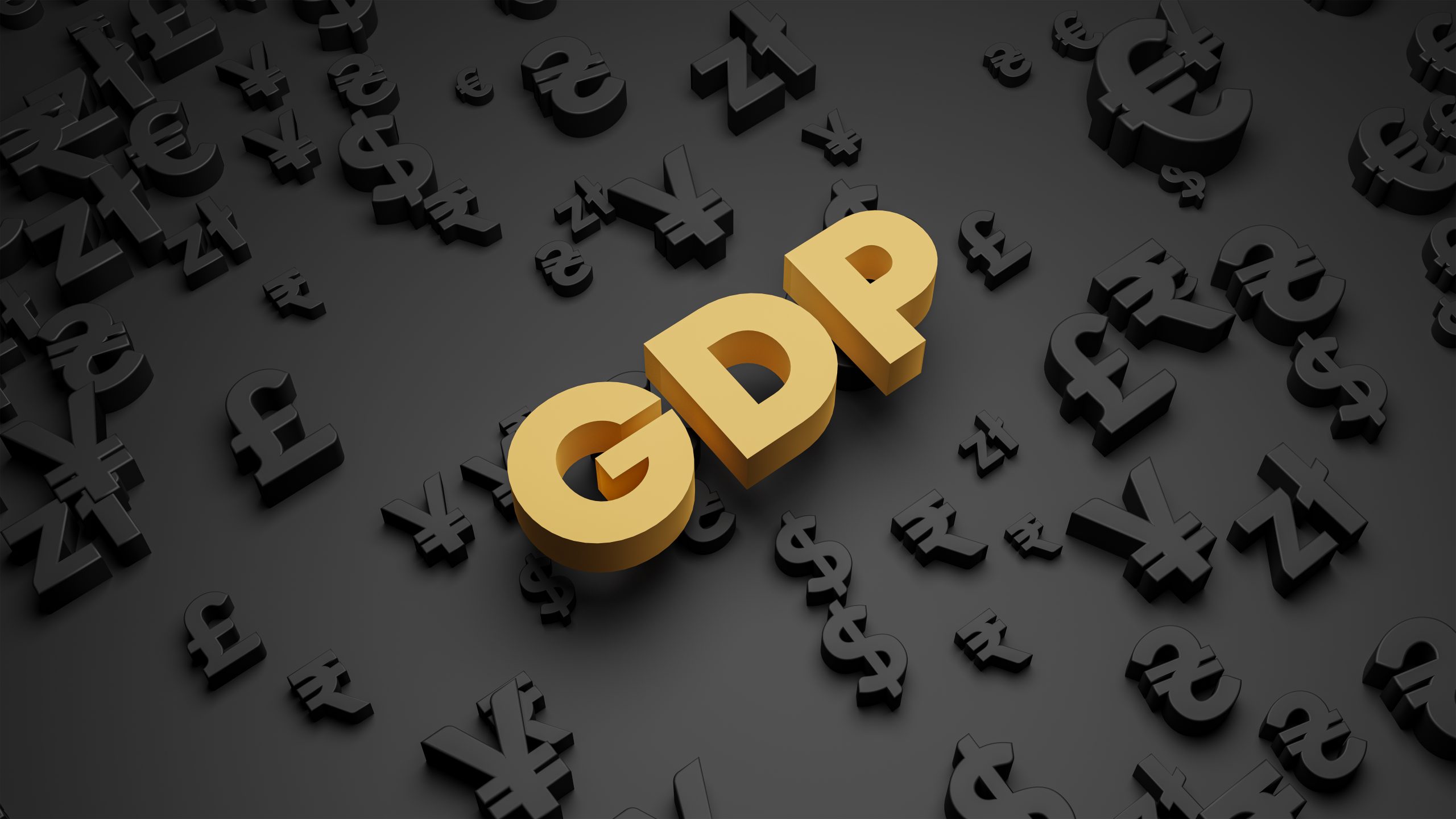 3d render golden gdp text scaled