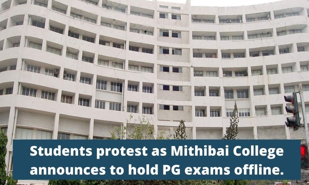 Students protest as Mithibai College announces to hold PG exams offline.