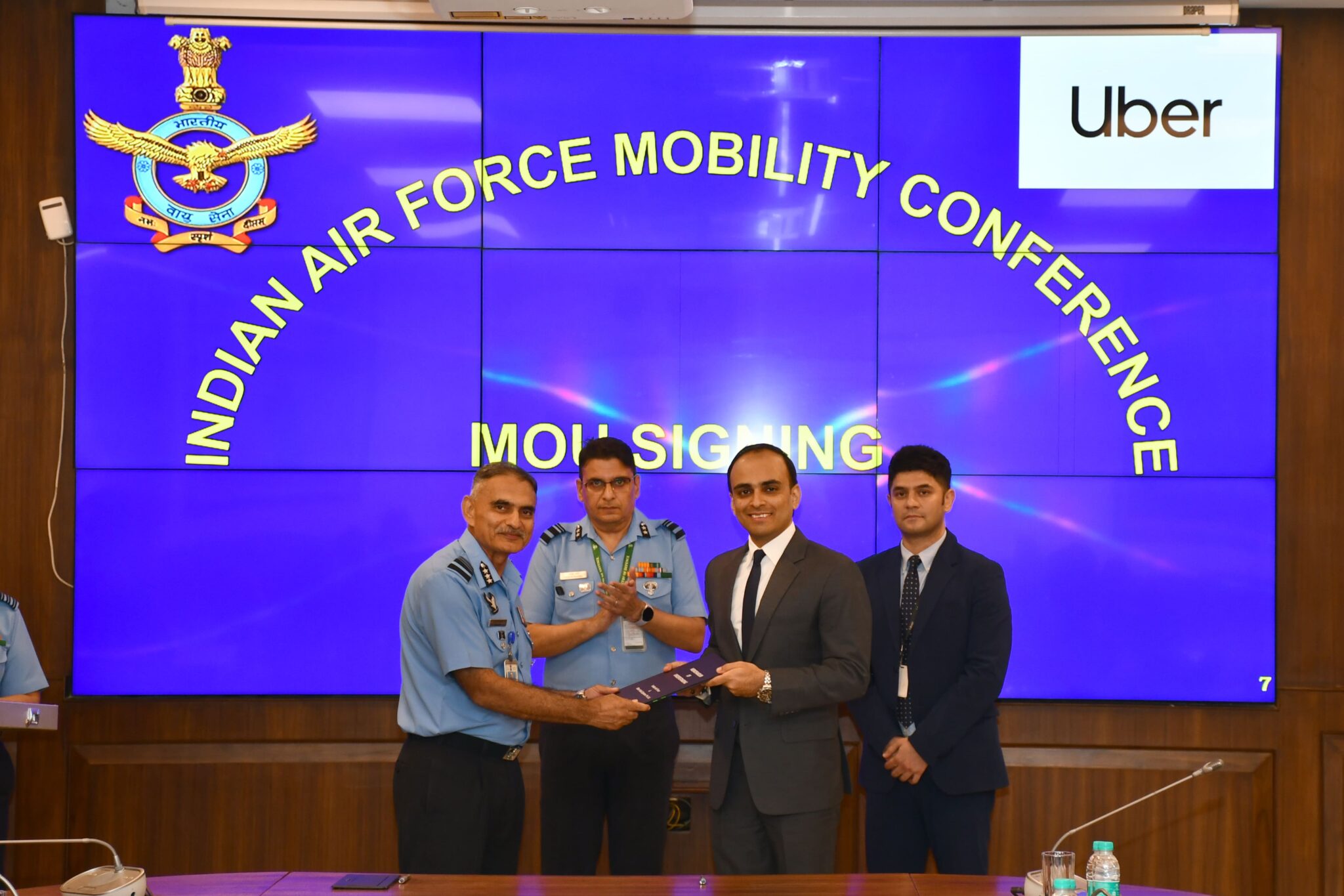 Air Officer In Charge Administration Air Marshal RK Anand VSM and Abhinav Mittoo Sr. Country General Manager Uber for Business Uber India South Asia scaled