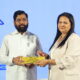 Shri Eknath Shinde CM of Maharashtra receiving the State Leadership in Infrastructure Development Award from Ms