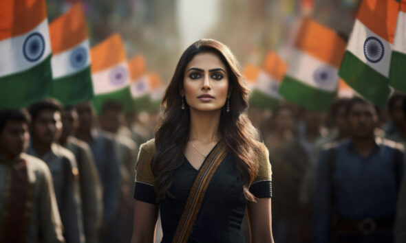 woman celebrating indian republic day